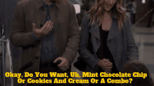 greys anatomy owen hunt okay do you want uh mint chocolate chip or cookies and cream or a combo