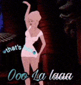 a cartoon of a woman with the words that 's hot ooo la laaa