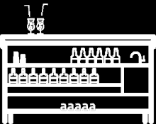 a black and white drawing of a bar with bottles of alcohol on it .