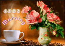 Good Morning Coffee GIF - Good Morning Coffee Flowers GIFs