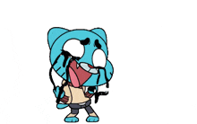a colorful drawing of a skull with a gun in its mouth on a white background .