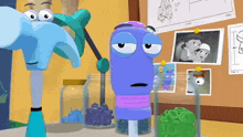 a cartoon character with a hammer and a screwdriver standing next to each other