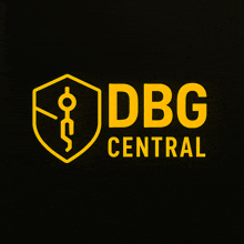 a logo for dbg central with a shield and a medical symbol