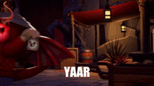 a picture of a dog with the word yaar in white letters