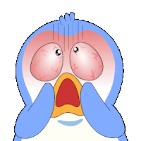 a cartoon of a penguin with a surprised look on his face
