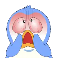 a cartoon of a penguin with a surprised look on his face