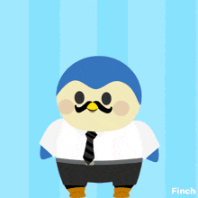 a picture of a penguin with a mustache and the words happy b on the top