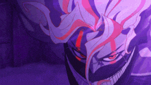 a purple background with a cartoon character 's face