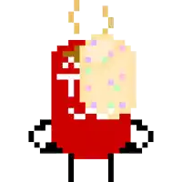 a pixel art drawing of a cupcake with sprinkles on it