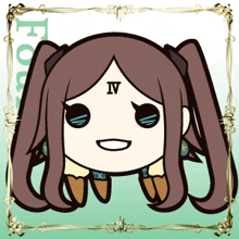 a cartoon drawing of a girl with a iv on her forehead