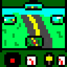 a pixel art drawing of a road with a yellow line going through it .