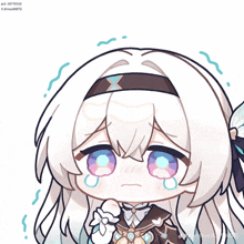 a drawing of a girl with tears coming out of her eyes has the id 18790110