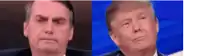 a close up of a man 's face next to another man 's face