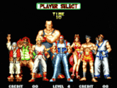 a group of fighters are standing in front of player select time 10