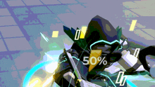 a cartoon drawing of a robot that says 50 % on it