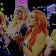 Becky Lynch Charlotte Flair GIF - Becky Lynch Charlotte Flair Clapping GIFs