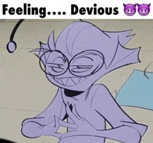 a picture of a cartoon character with a caption that says feeling ... devious