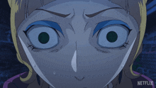 a close up of a woman 's face with netflix written on the bottom right