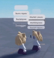 a couple of cartoon characters are standing next to each other on a street .