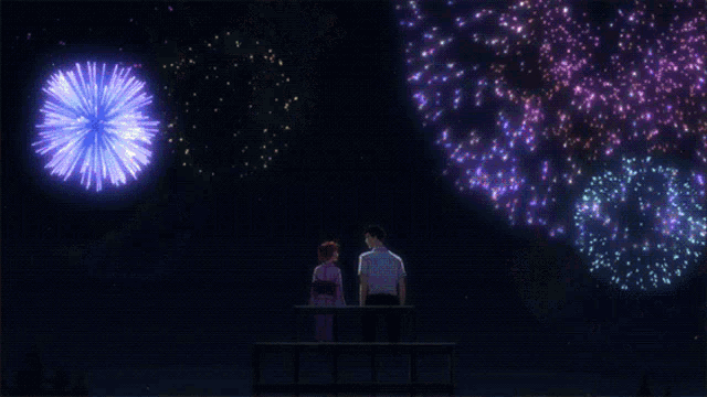 KREA - anime kyoto animation key by greg rutkowski night, fireworks  festival at river bank, kimono