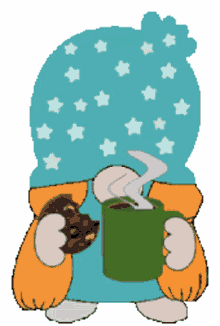 animated gnome coffee tea sticker coffee addict tea addict