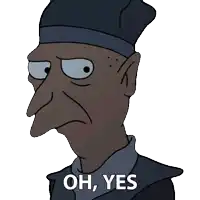 a cartoon character says " oh yes " in front of his face