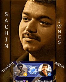 a picture of a man with the name sachin on the bottom