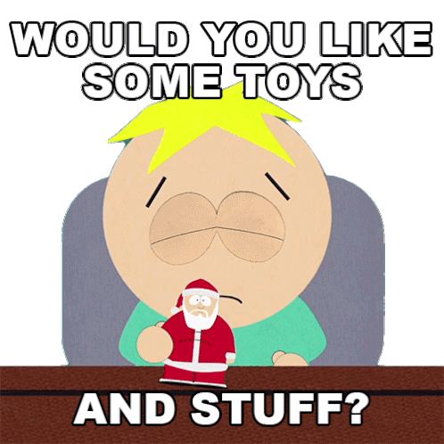 Would You Like Some Toys And Stuff Butters Stotch Sticker - Would You Like Some Toys And Stuff Butters Stotch Santa Claus Stickers