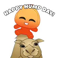 a happy hump day greeting card with a camel and a cartoon character