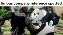 a picture of a panda and a man with the words limbus company reference spotted on the bottom