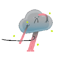 a cartoon drawing of a cloud with a face