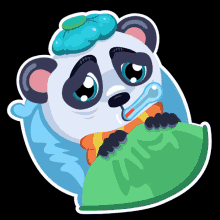 panda animated cute sick fever
