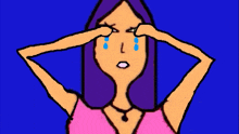 a cartoon drawing of a woman crying with tears coming out of her eyes