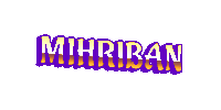 a purple and yellow logo for the name mihriban