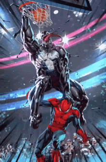 Venom Dunking On Spiderman GIF - Venom Dunking On Spiderman GIFs