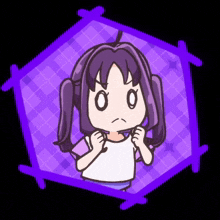 a cartoon drawing of a girl with pigtails making a funny face