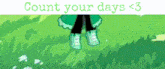 a cartoon of a person standing in the grass with the words count your days < 3