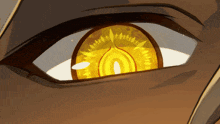 a close up of a person 's eye with a yellow circle in the center