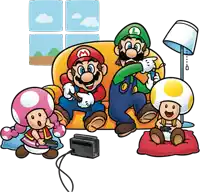 a cartoon of mario and luigi playing video games