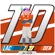 a football player with a turkey on his head stands in front of the number 10