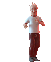 a cartoon character wearing a white shirt with the letter x on it