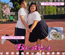 a picture of a boy and a girl with the words " besties " on the bottom right