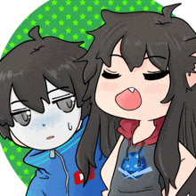a cartoon drawing of a boy and a girl