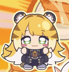 a cartoon drawing of a girl with a tiger 's head