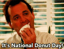 Bill Murray Eats Donut Day Donutday GIF - Yum Nom National Donut Day GIFs