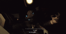 a cartoon character is smiling and grinning in the dark