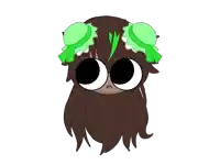 a cartoon drawing of a girl with big eyes