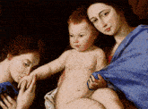 a painting of a woman holding a naked baby