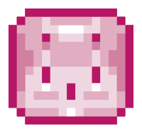 a pixel art drawing of a pink cube with a white border