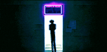 a neon sign that says " c'est la vie " hangs above a doorway